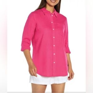 NEW GAP Fuchsia Long Sleeve Linen Shirt Size S
